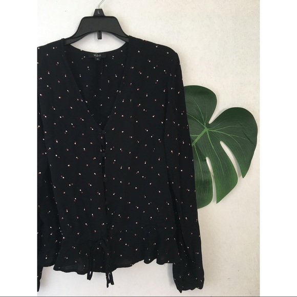 Rails Blouse Polka Dot Ruffle Black Extra Small - Picture 12 of 13